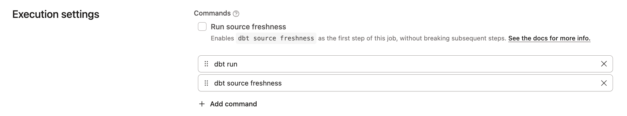 Adding a step to check source freshness